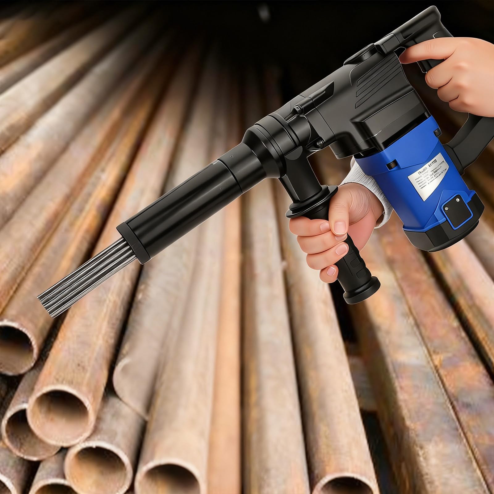 Elektryczny pistolet igłowy, odrdzewiacz o dużej mocy 1100 W, do stali, konserwacji statków i czyszczenia spawów, nie wymaga sprężarki powietrza, 220 V