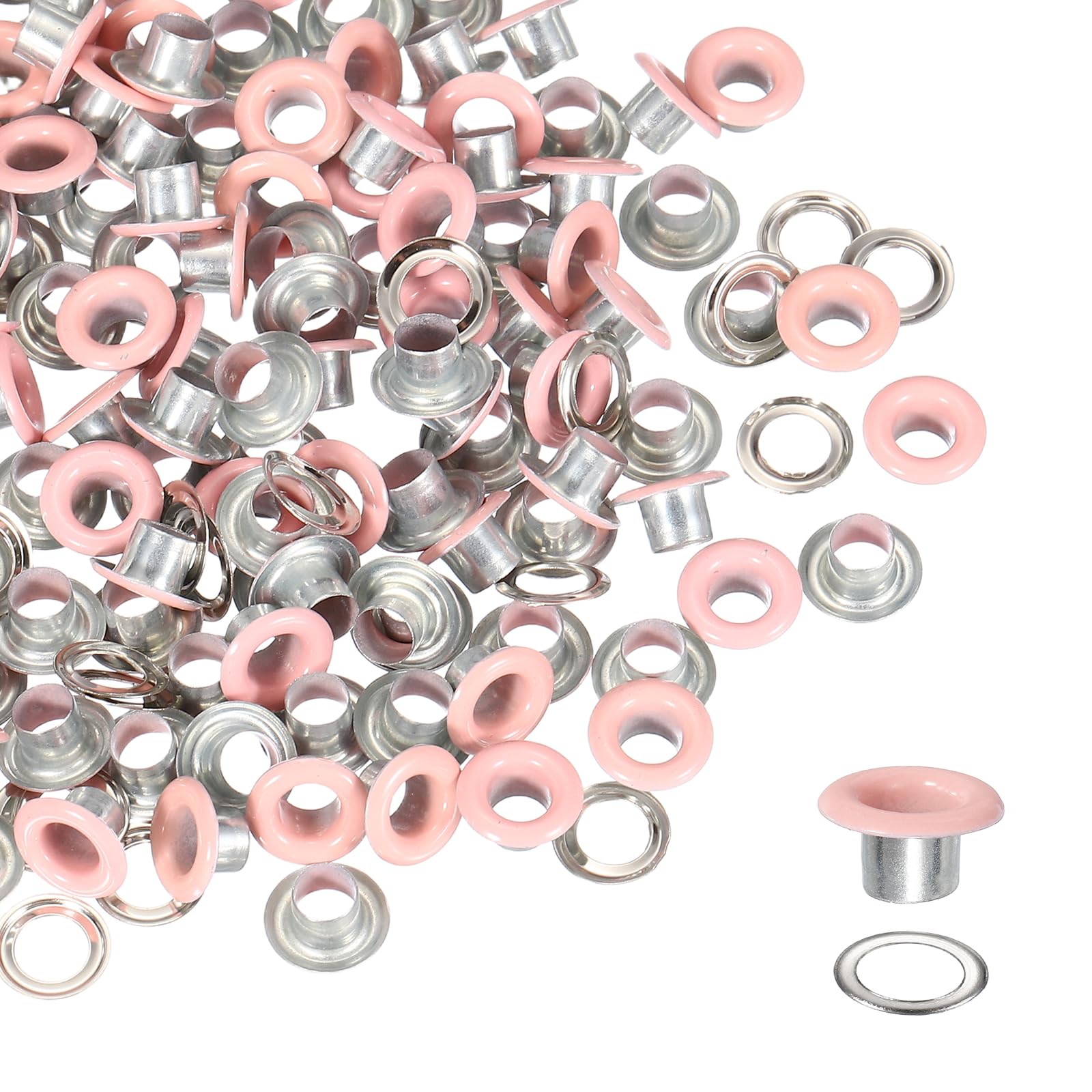 YELARXI Grommets Kit, Metal Eyelets with Washers 5mm 3/16" & 250 Set & Pink