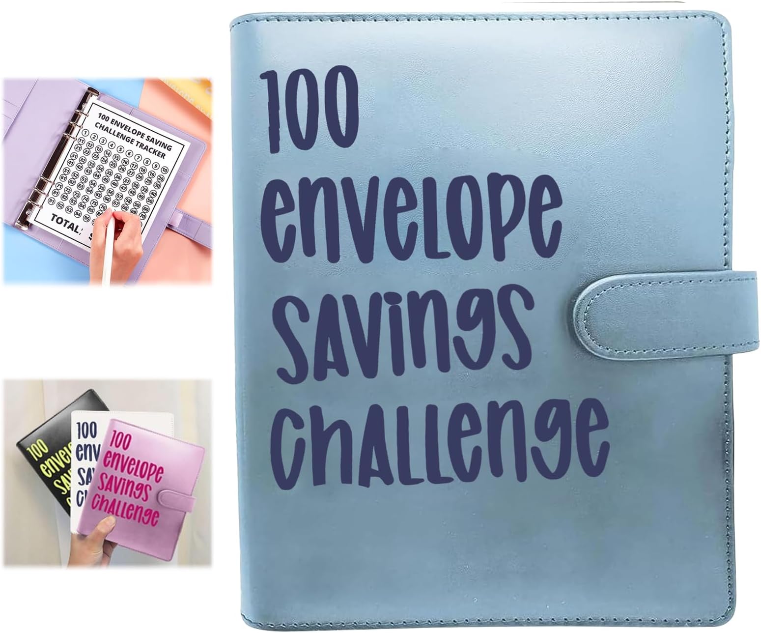 PAPSTAR100 Days Saving Challenge Binder, Envelope Savings Challenge Book, Savings Challenges Book to Save $5,050(Blue)