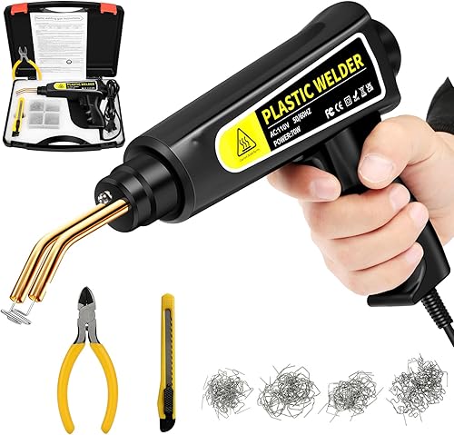 Miniatura 8 de Soldador de plástico, máquina de grapadora en caliente, kit de reparación de parachoques de automóvil, 800 piezas planasexternasesquinas