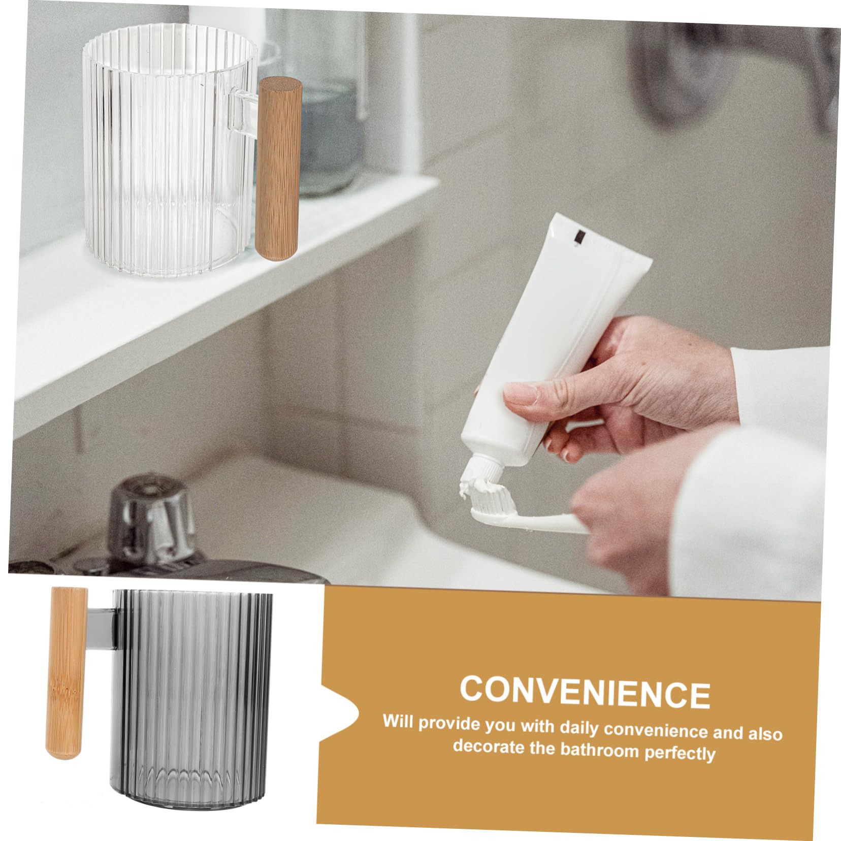 KONTONTY 4pcs Plastic Toothbrush Storage Cup Modern Design Clear Mouthwash Cups Toothpaste Rinsing Brushing Mugs Home Use Fashion and Elegance