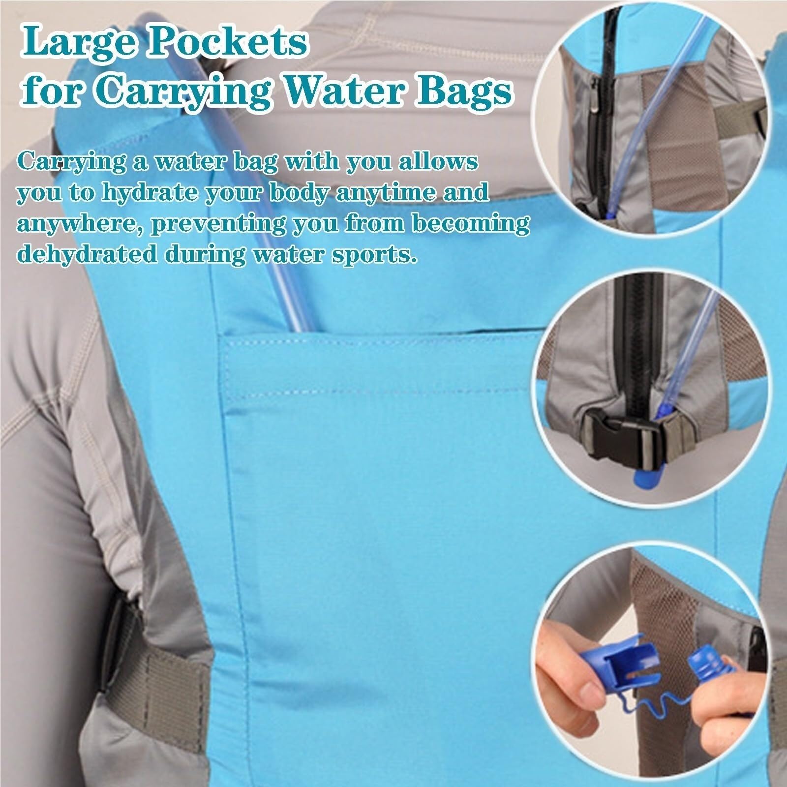 Surfjacke mit Wasserbeutel und Netztaschen