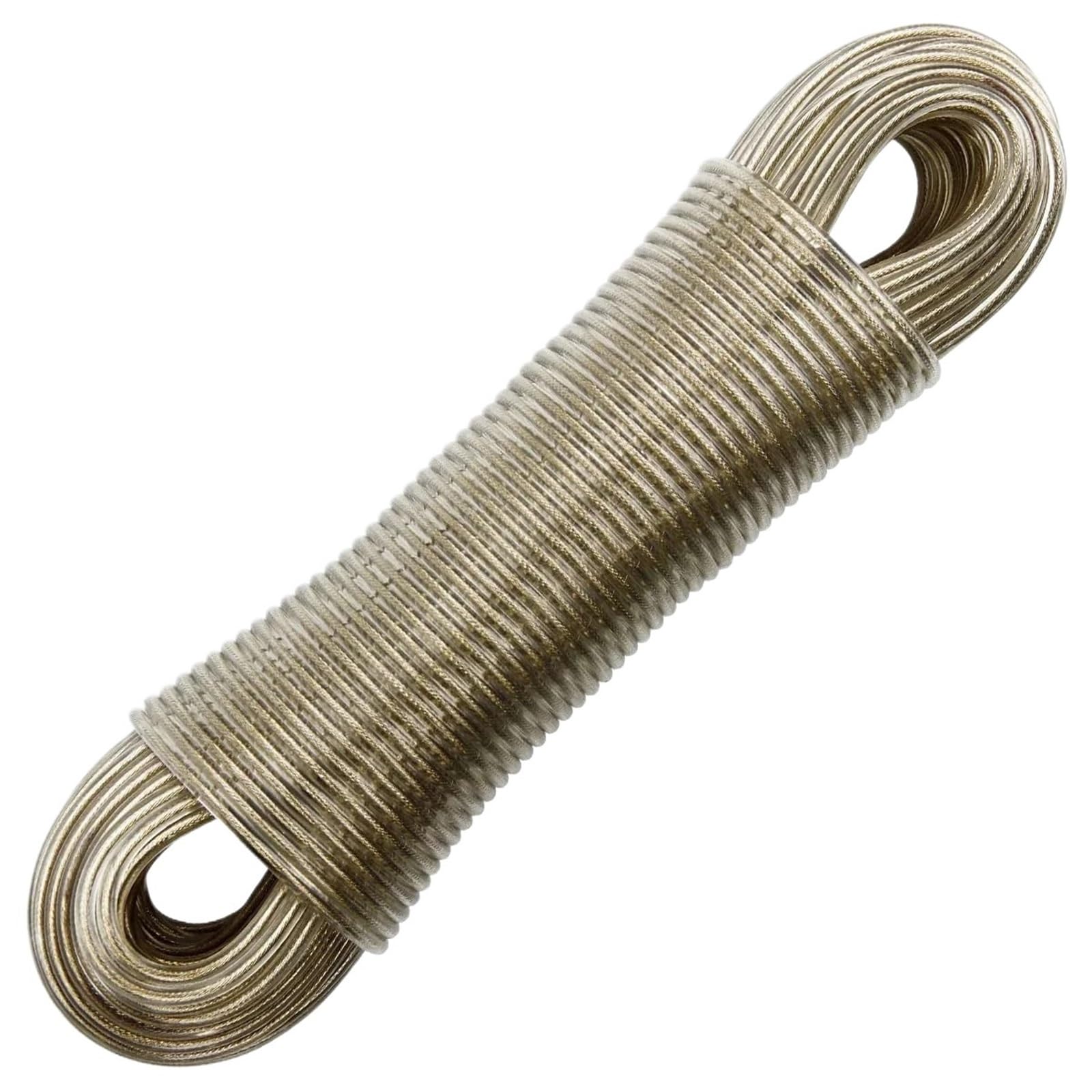 Wäscheleine Ausziehbar Wäscheleine mit Stahlkern und PVC-Überzug | Stahlkern, PVC-ummantelte Wäscheleine, dickes, starkes Kunststoff-Wäscheseil for Gartenreisen(Diameter 3 millimetres 50M)