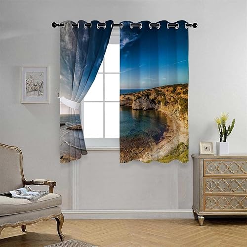 Miniatura 2 de Cortinas para Habitacion - Cortina para marco de puerta con vista a la playa, cortinas para cuartos separados, 55 pulgadas de ancho por 55 pulgadas