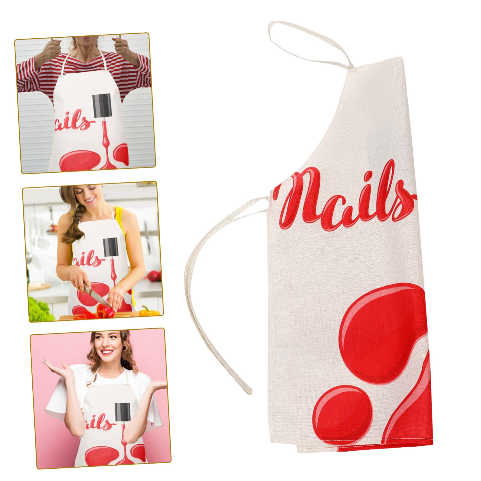 GLEAVI Delantal de Cocina Resistente y Reutilizable de Algodón y Lino Creativo Estampado de Esmalte de Uñas Adecuado Hogar y Restaurantes