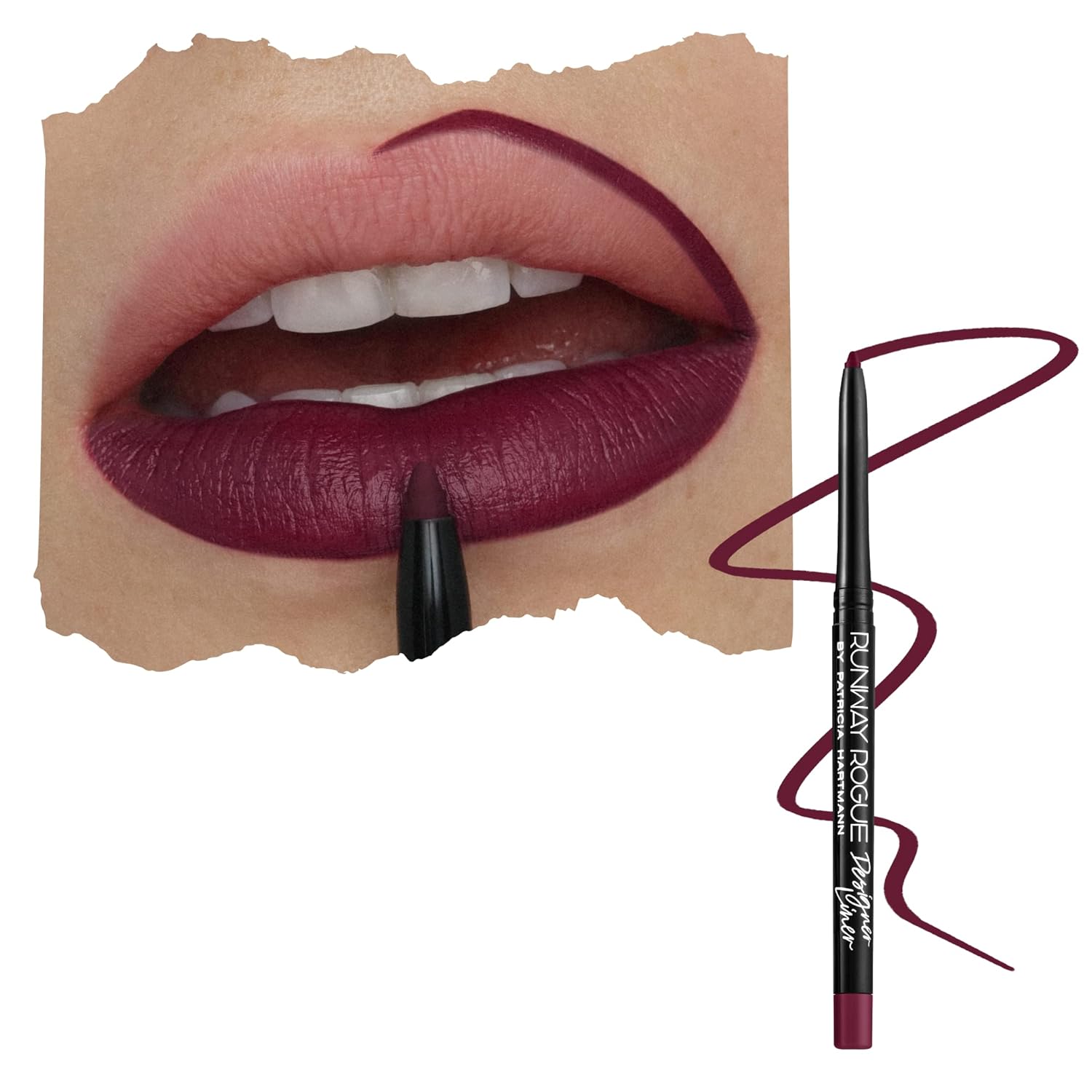 Runway Rogue Designer Liner Lip Pencil, Matte Rich Burgundy-Blackberry Lip Liner Pencil and Lip Liner Sharpener, ‘Throwback’ Runway Rogue Designer Liner Lip Pencil, Matte Rich Burgundy-Blackberry Lip Liner Pencil and Lip Liner Sharpener, ‘Throwback’