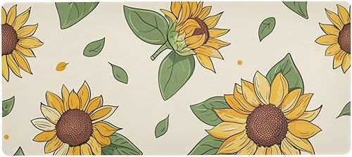 ALAZA Retro Sunflower Large Gaming Mouse Pad Big Mousepad Mice Keyboard Mat with Non-Slip Rubber Base for Computer Laptop Home & Office, 31.5 X 11.8