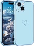 BENTOBEN Case for iPhone 15 Case, Cute Heart Pattern Plating Soft Silicone TPU Bumper Shockproof Protective Women Girls Flexible Anti Slip Phone Case for iPhone 15 6.1", White