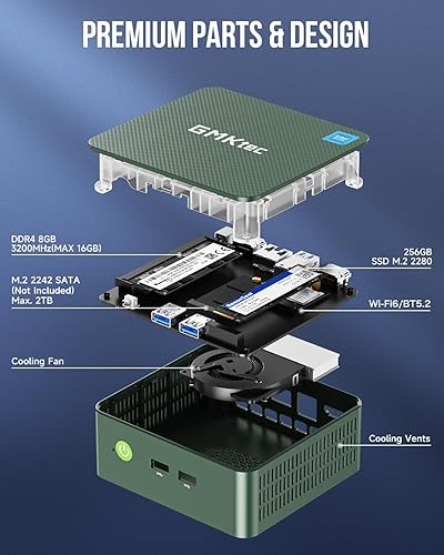 Miniatura 8 de GMKtec Mini PC N100, G3 Intel Alder Lake N100 Windows 11 Pro (3.4 GHz), 8 GB DDR4 RAM 256 GB PCIe M.2 SSD, computadora de escritorio 4K Dual HDMI