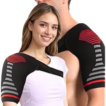 Shoulder Support Brace for Men and Women Red 1 Piece L/XL Adjustable Shoulder Compression Sleeve for Pain ReliefJoint DislocationInjury
