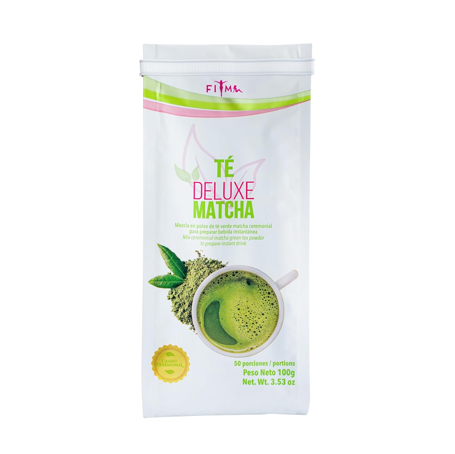 Té Deluxe Ceremonial Grade Matcha Tea with Lemon, Ginger, Vitamin C, Antioxidant, Digestion, Immune System and Stevia. For Women and Men. 50 Servings
