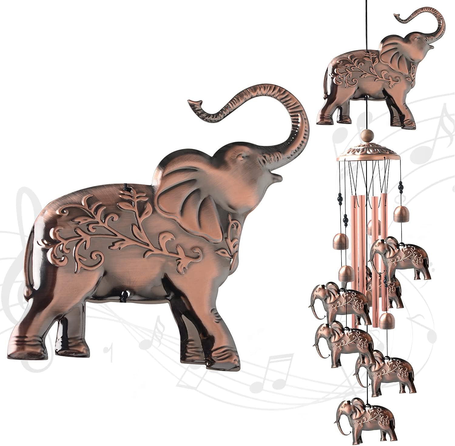 JOBOSIElephant Copper Wind Chimes for Outdoor Elephant Gift wind chimes Garden decorations outdoor Christmas Wind Chime Birthday Gifts for mom Gift for Grandma