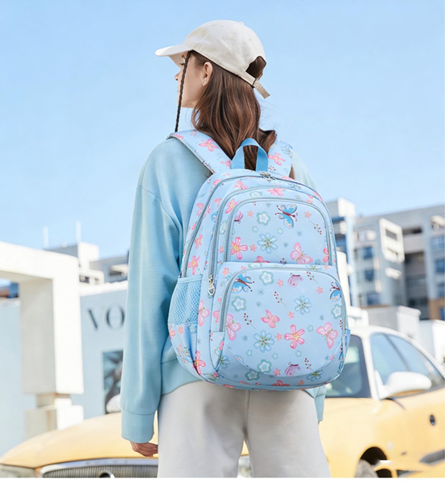 Zaino da Viaggio 3 in 1 Farfalla Florale Stampa Set Scolastico con Sacchetto A Pranzo E Borsa Matita per Ragazze Adolescenti