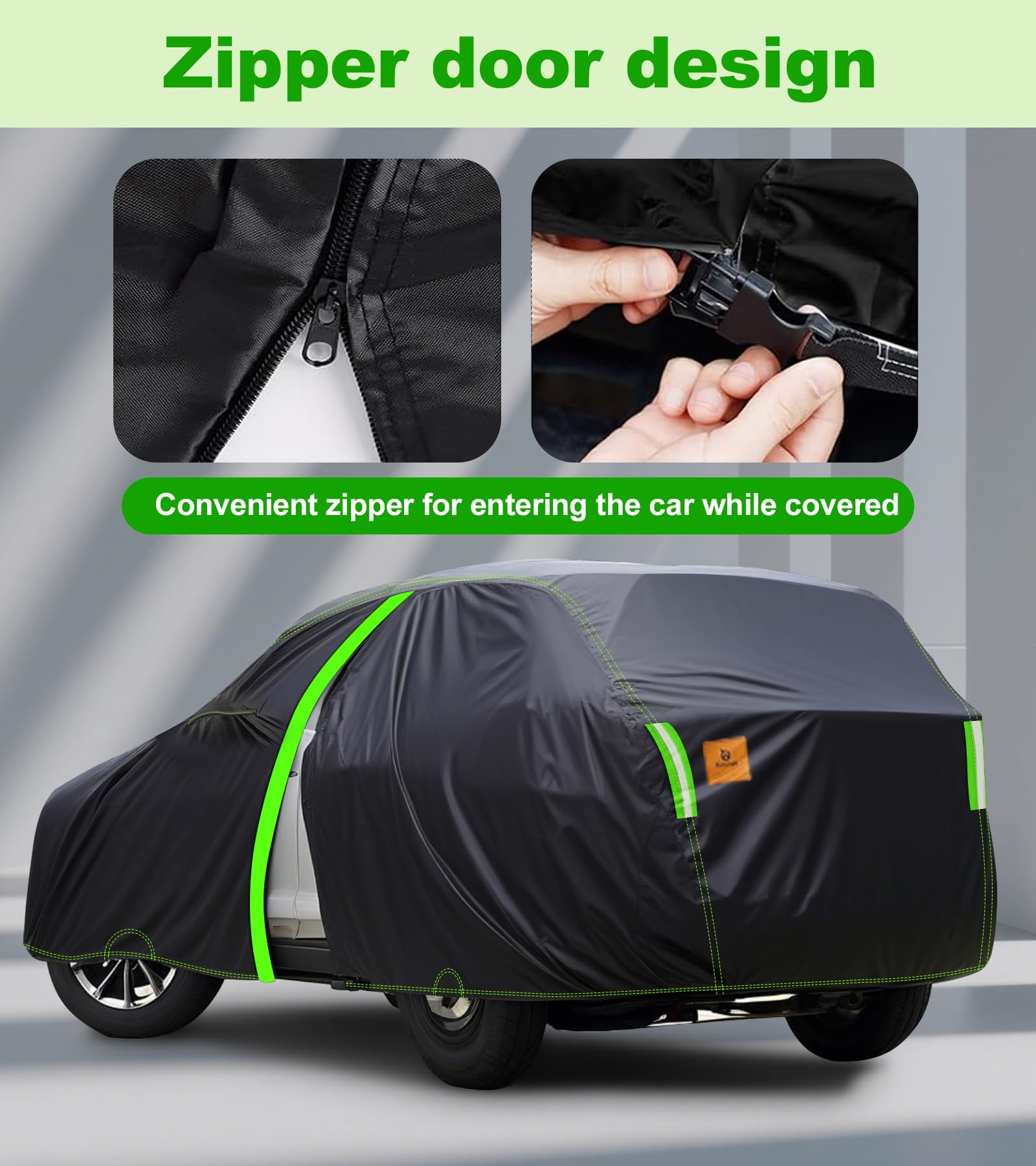 Sunwhale SUV Car Cover Custom Fit for Toyota Highlander 2013-2025 100 Waterproof with Zipper Door Side Mirror Zipper — view 4