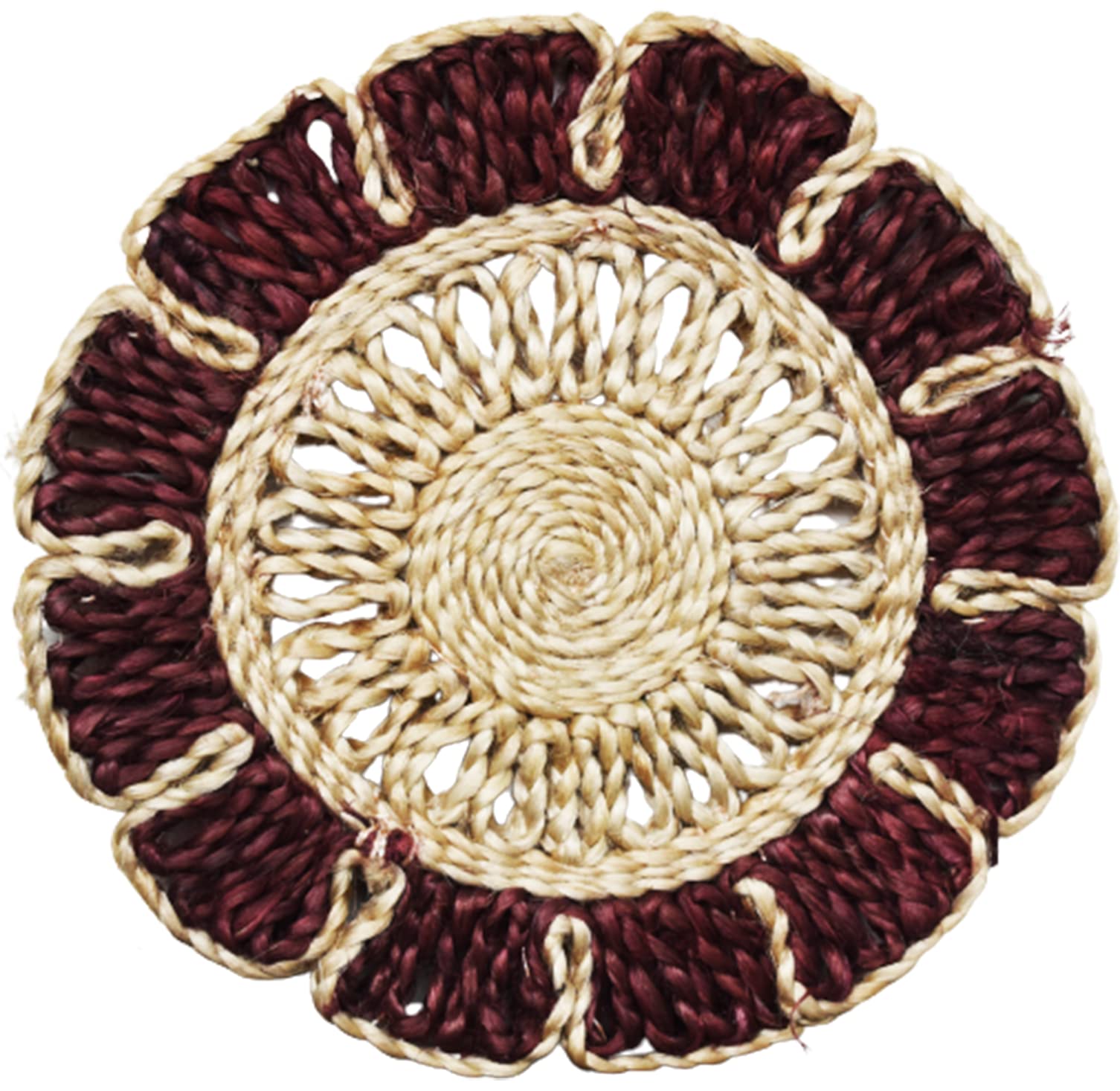 Natural Jute Biscuit Placemats, Megenta, 12 Inch, Set of 2