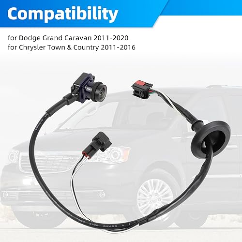 Miniatura 2 de Reemplazo de cámara de respaldo de visión trasera compatible con Chrysler Town&Country 2011-2016, Dodge Grand Caravan 2011-2020 reemplaza # 4672639AA