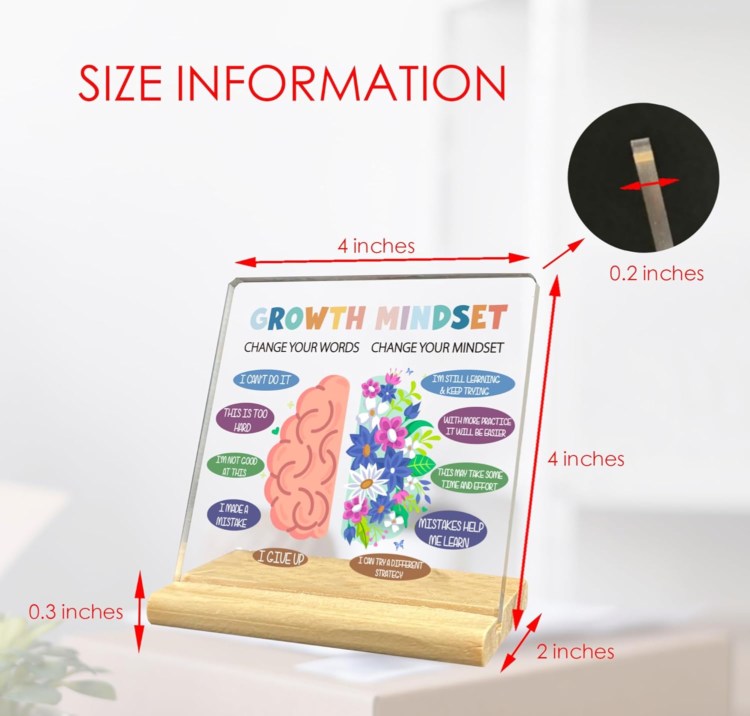 Change Your Words Change Your Mindse Inspirational Acrylic Desk Decorative Sign, Motivational Desk Decor for Office Home - Image 3