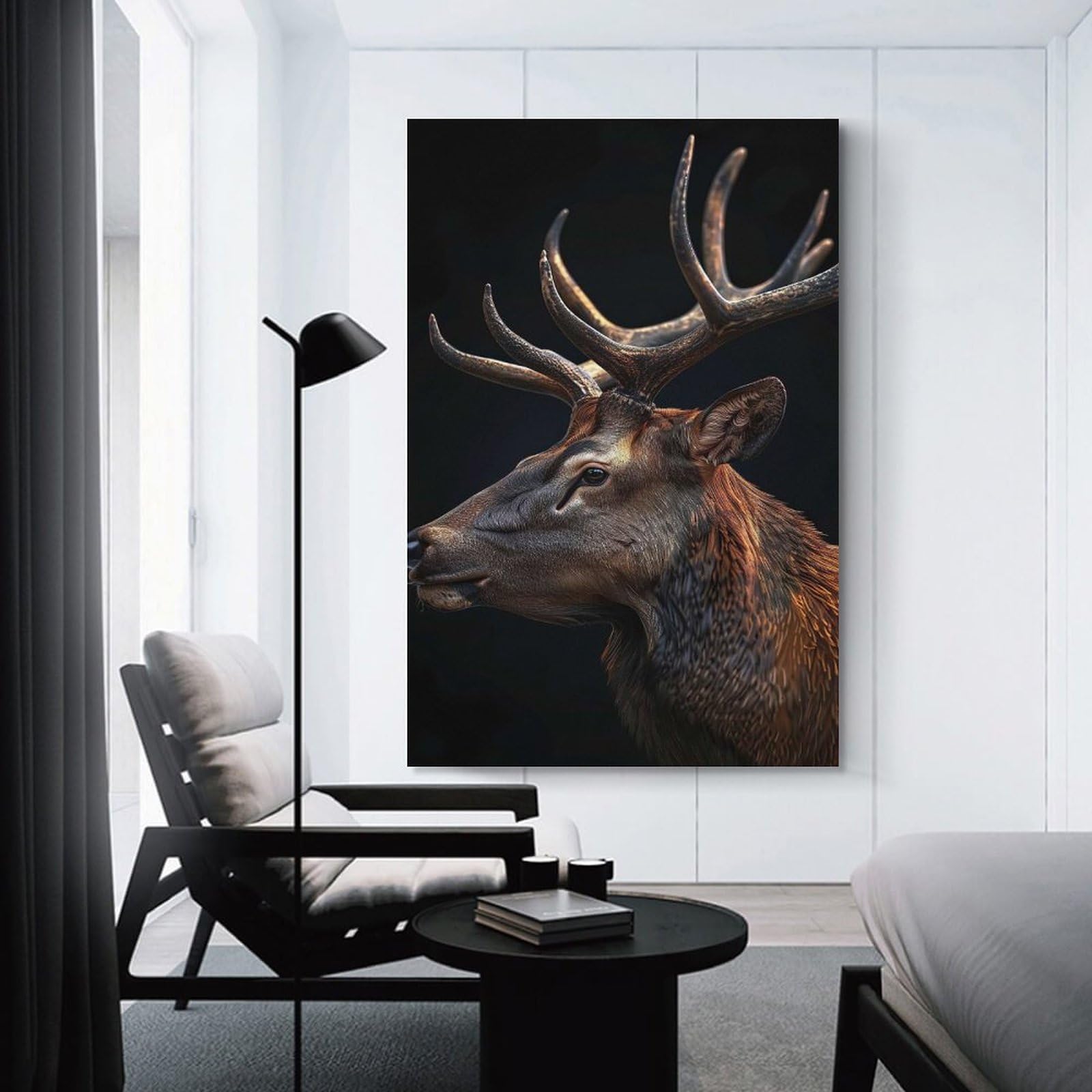 Junmoney Elk Decorative Wall Artwork, 24x36inch(60x90cm), for Corridors, Hallways Or Apartment Entries, Home Artwork for First Impressions