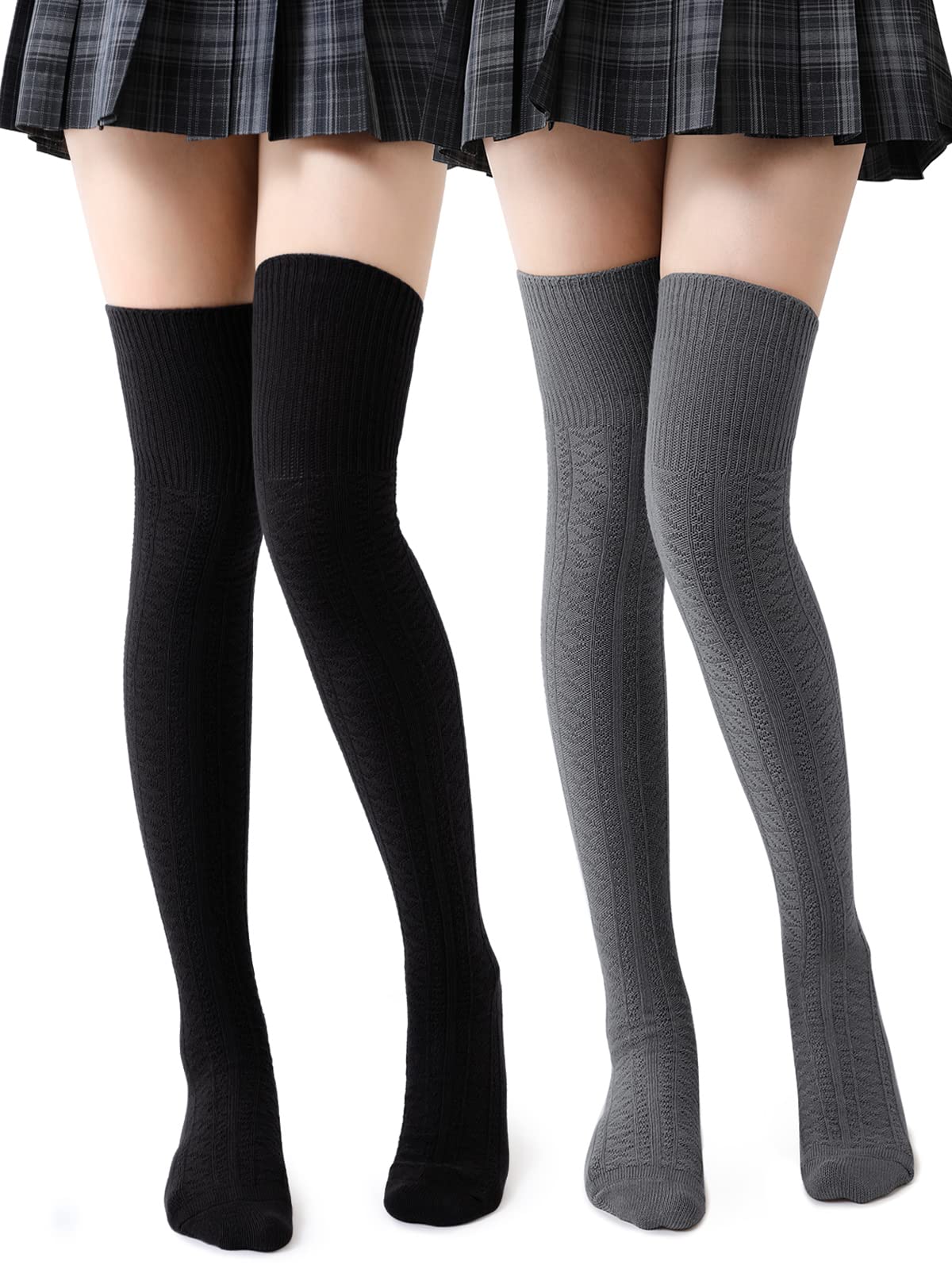 Kefiyis Kniestrümpfe Damen Overknee Strümpfe Lange Gestrickte Warme Socken Oberschenkelhohe Socken für Damen und Mädchen