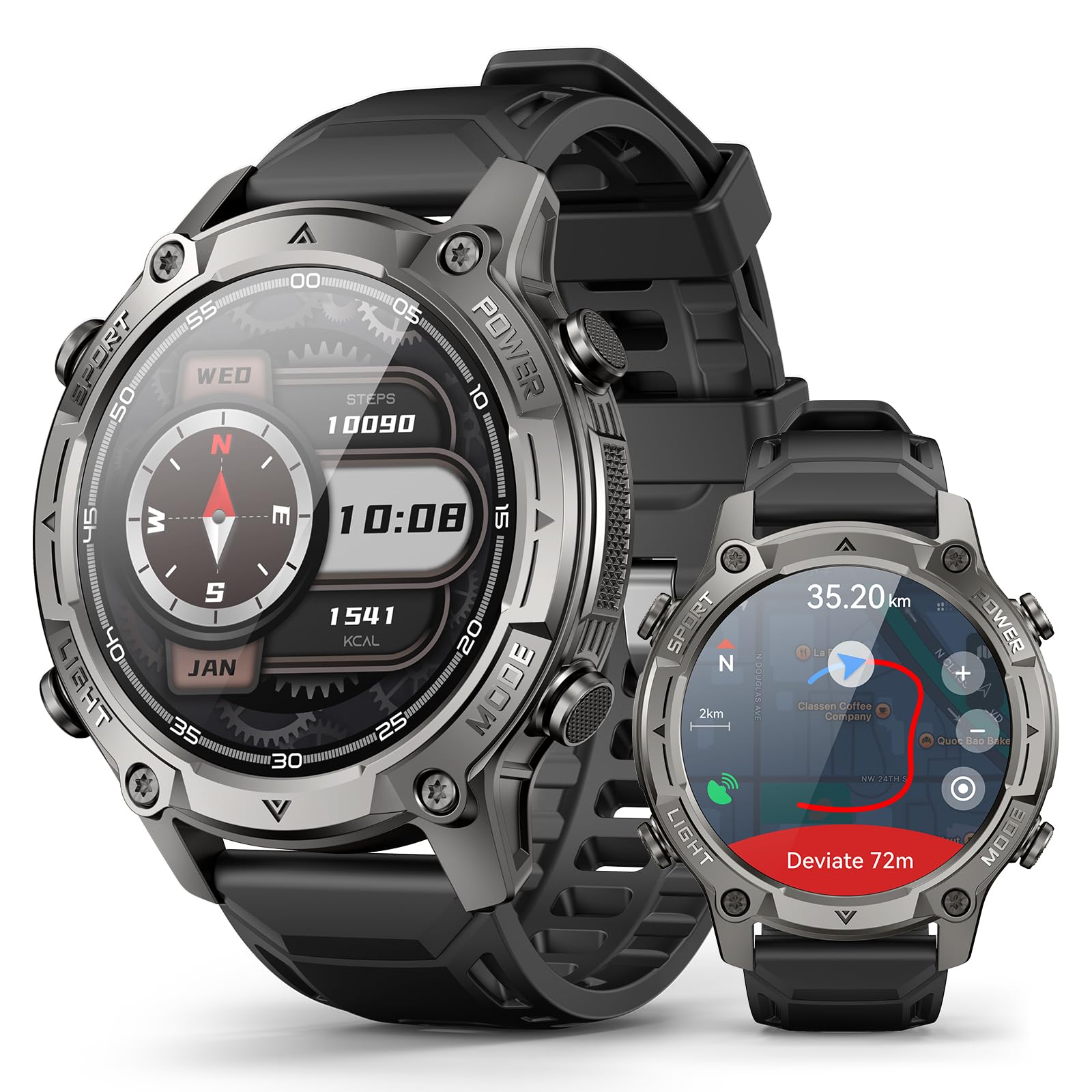 SOUYIE Smartwatch Herren mit GPS,Offline-Karten & 6-Satelliten-Navi, 5ATM Wasserdicht, 21 Tage Akku, KI-Sprachassistent, 178 Sportmodi, Fitness Tracker mit Pulsuhr & Schlafmonitor für Android iOS