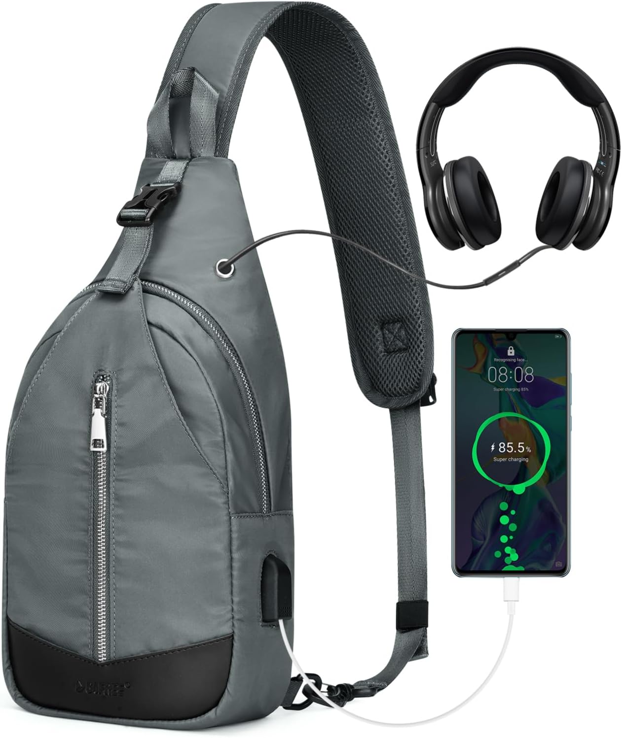 G4Free Sling Bag RFID Blocking Crossbody Sling Backpack Small Shoulder Chest Bag Daypack with Earphone Hole Men Women Hiking