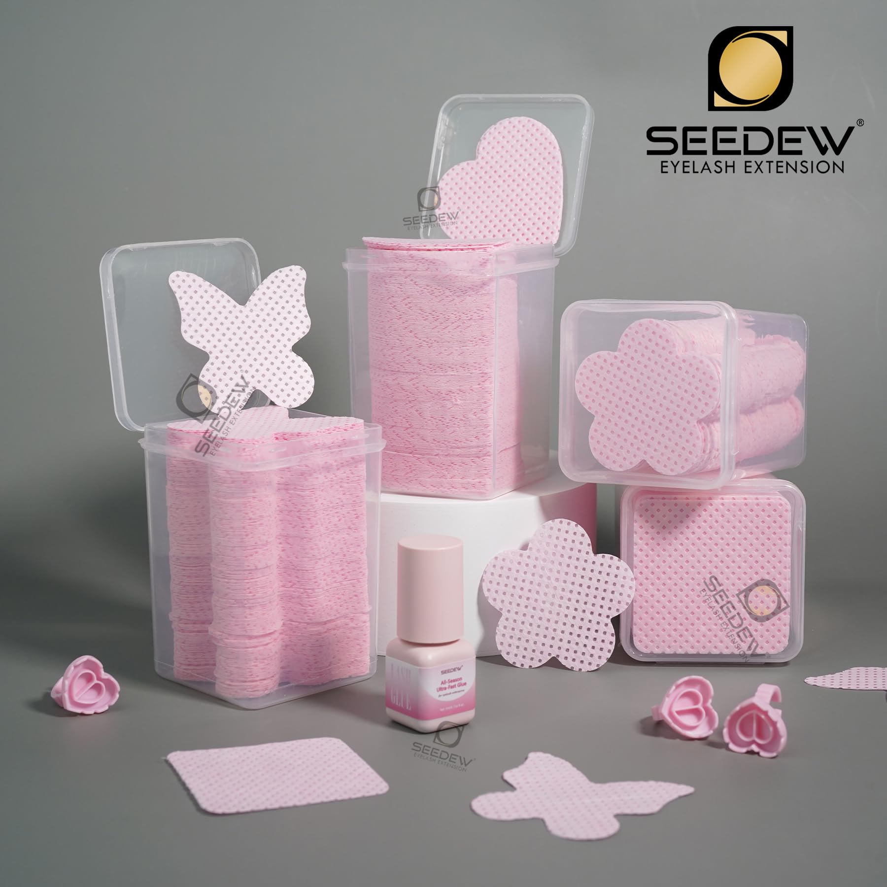 200 Pezzi Salviette Colla Ciglia, Panno Magico Senza Pelucchi, Panni per la Pulizia di Colla, Extension Ciglia, Unghie (1 Scatola) (Confezione Semplice) - (Forma di Cuore, Rosa)