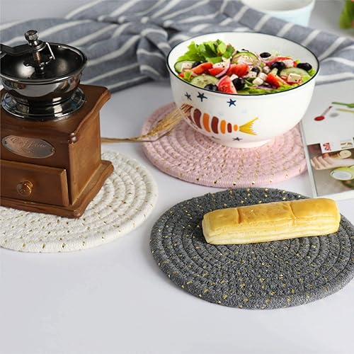 Miniatura 6 de Juego de 3 posavasos de cocina con diseño de concierto de Navidad, resistentes al calor, gruesos, hechos a mano, juego de 3 posavasos calientes,