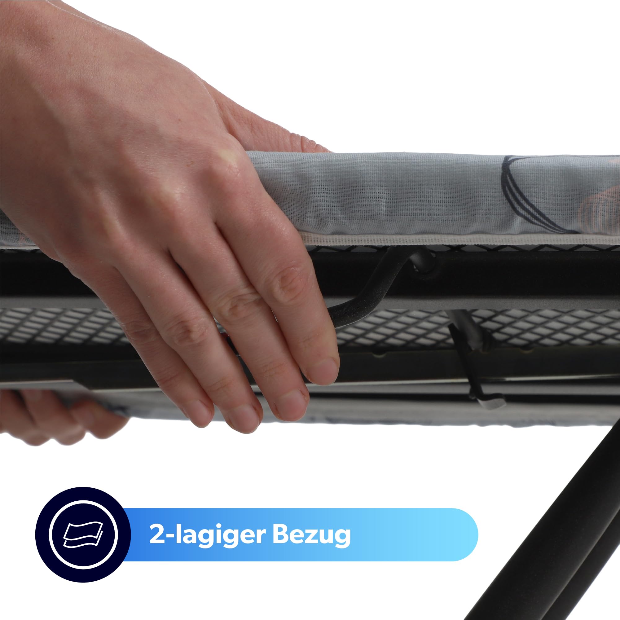KADAX großes Bügelbrett 120x38cm - Stabiler Bügeltisch für Dampfbügelstation, klappbar, höhenverstellbar, mit hitzebeständiger Bügeleisenablage