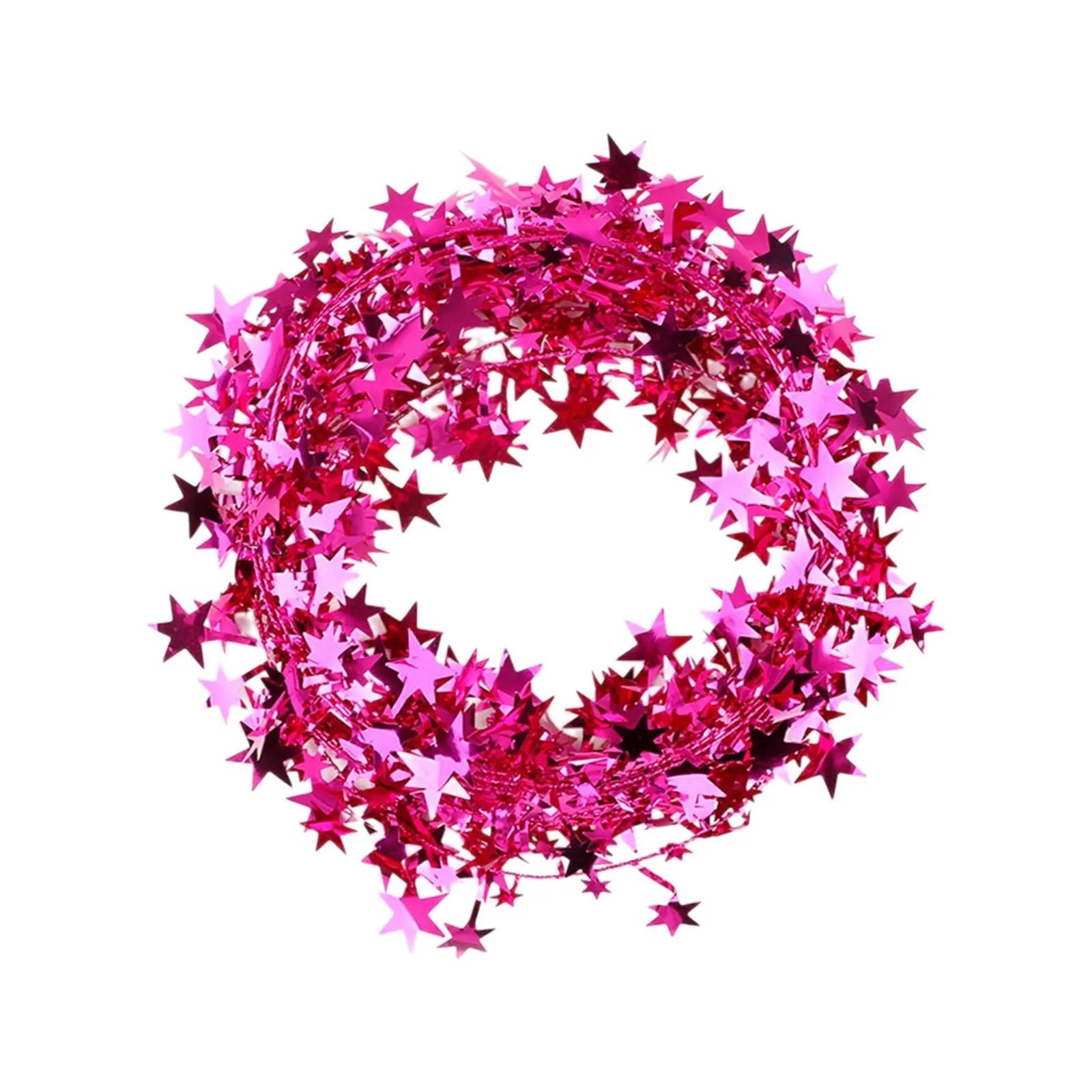 Yeobezn Tinsel Stars Wire Garlands 12PCS Christmas Wreath Reusable Iron Wire Star Vine For Porches Outdoor Party(Rose Red)