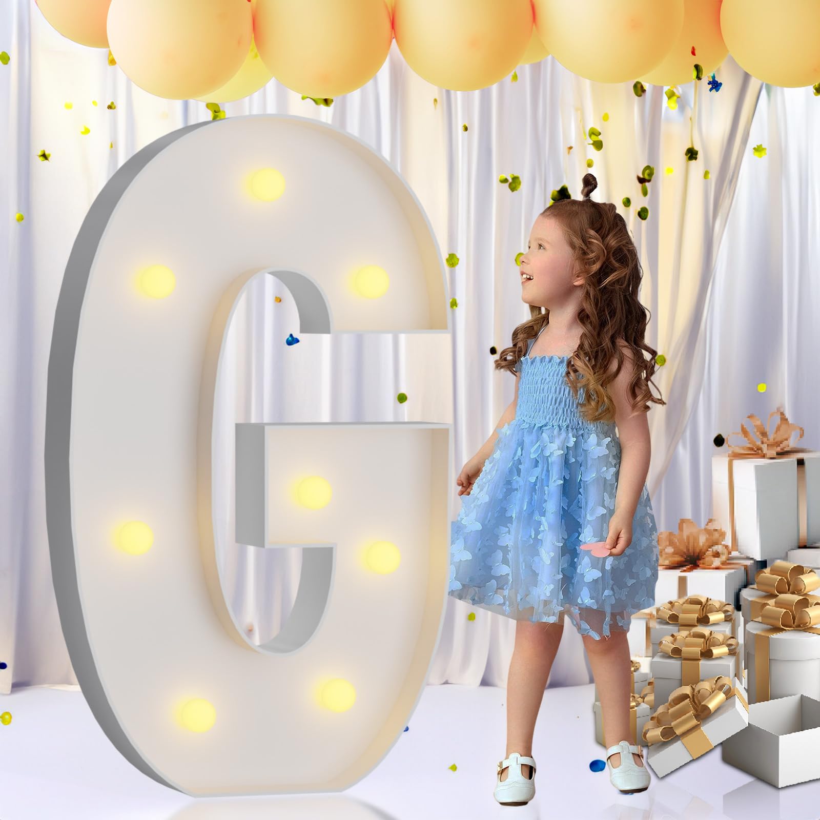 imprsv Marquee Light Up Letters, 3FT Marquee Letters Mosaic Light Up Letters for Birthday Baby Shower Wedding Engagement Party Backdrop Decor, Large Marquee Letters for Party Decorations, Letter GCarbonfree Certified