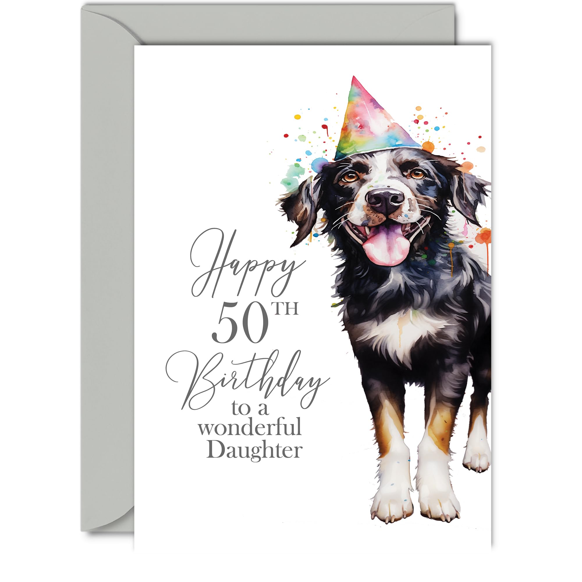 50th Birthday Cards for Daughter, Party Dog