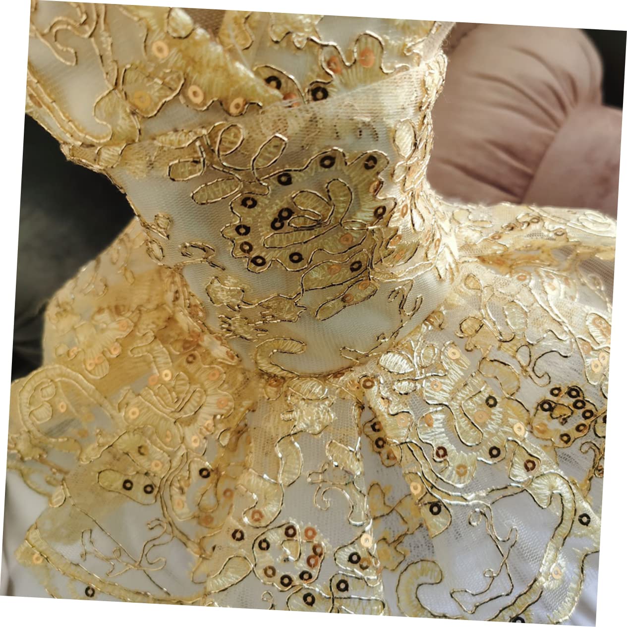 ibasenice Vestito Per Cani Gonna Senza Maniche Elegante in Pizzo Paillettes Costume Traspirante Per Animali Domestici Per Matrimoni e Feste s