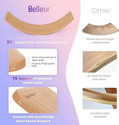 Miniatura 3 de Tabla de equilibrio de madera, tabla de equilibrio oscilante para niños, para adultos, niños pequeños y niños, juguete Montessori de madera de haya