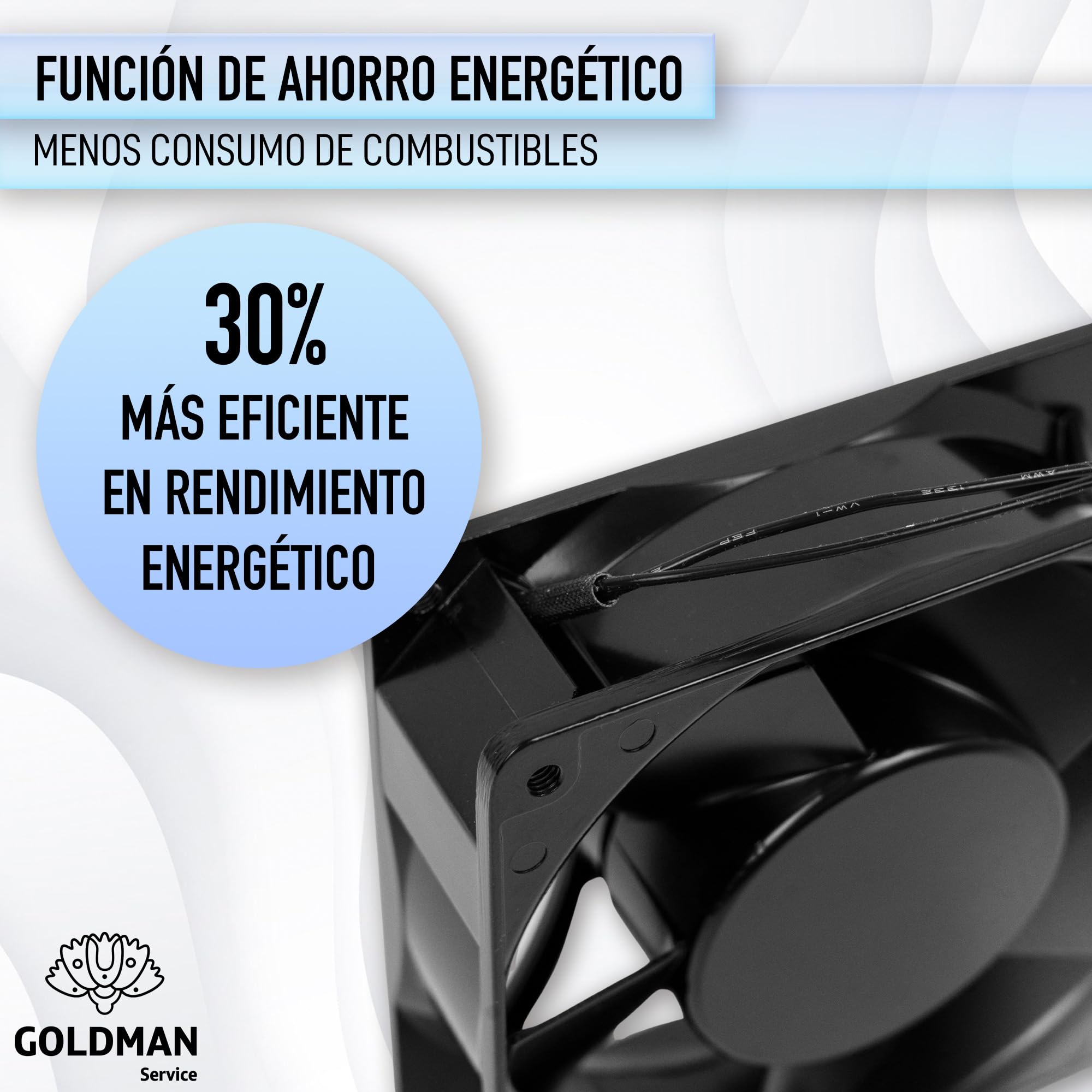 GOLDMAN SERVICE | Ventilador Axial de Alta Temperatura con Rejilla y Filtro para Casette de Chimeneas Insertables | Silencioso con Potentes Aspas Metálicas | Medidas: 120x120x38 mm (23W)