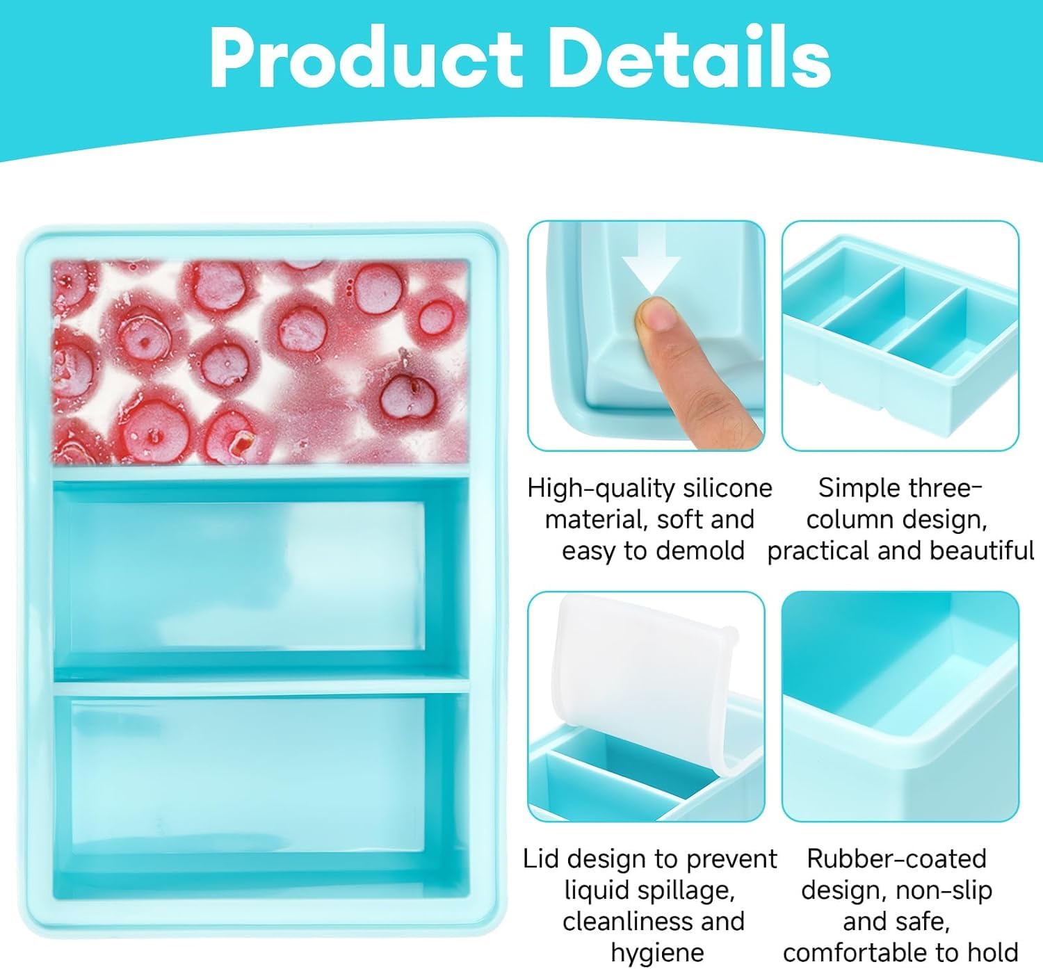 Lot de 2 récipients à soupe en silicone avec couvercle, sans BPA, pour la soupe, le congélateur, les glaçons, les sauces, les glaces (bleu + vert)