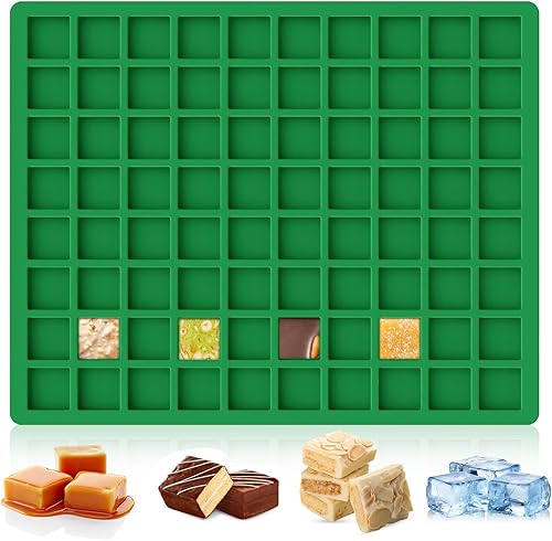 Moldes de chocolate, 80 cavidades, moldes de silicona antiadherentes para chocolates cuadrados, caramelos, bombas de grasa de aperitivos keto,