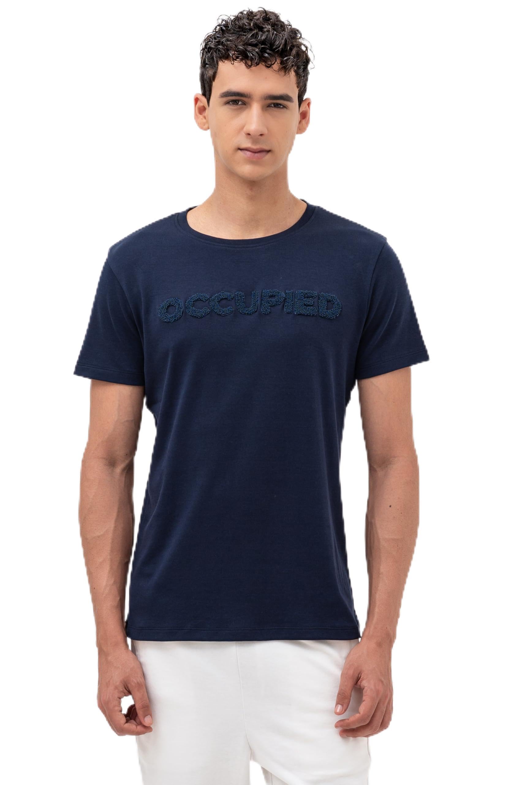 Occupied Men’s Solid Regular Fit Premium Breathable Cotton, All Day Comfort Half Sleeve Crew Neck Tshirt