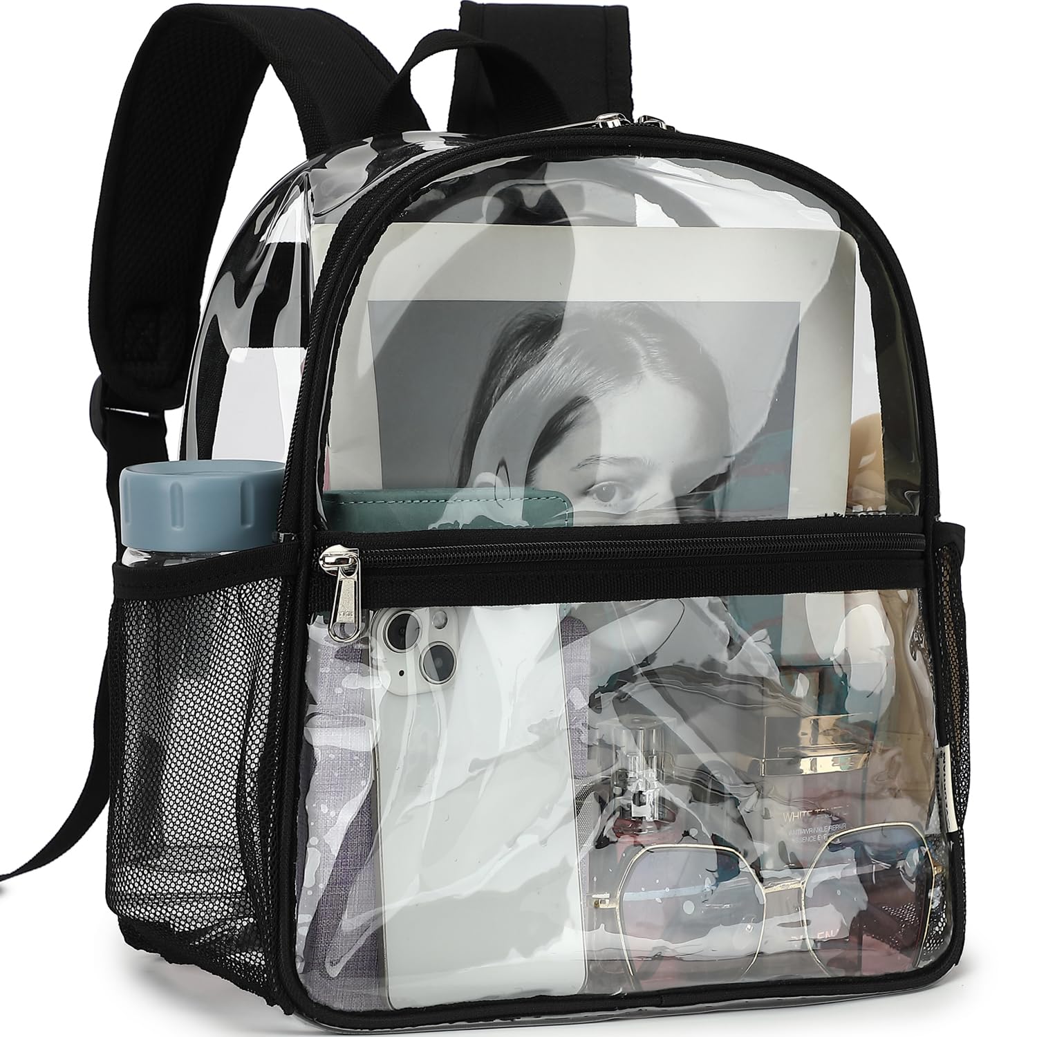 Clear Backpack Stadium Approved 12x6x12 - Kids Small Adult Transparent Backpack for School Work Sports Concerts - Clear