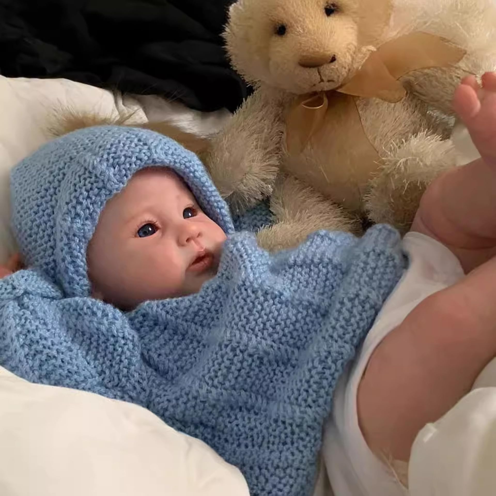 YIHANGG 50cm Bambole Reborn Che Sembrano Vere Maschio 24 Pollici Maschio Neonato Corpo in Stoffa Bambolotto Reborn Occhi Aperti Compleanno Natale Regalo