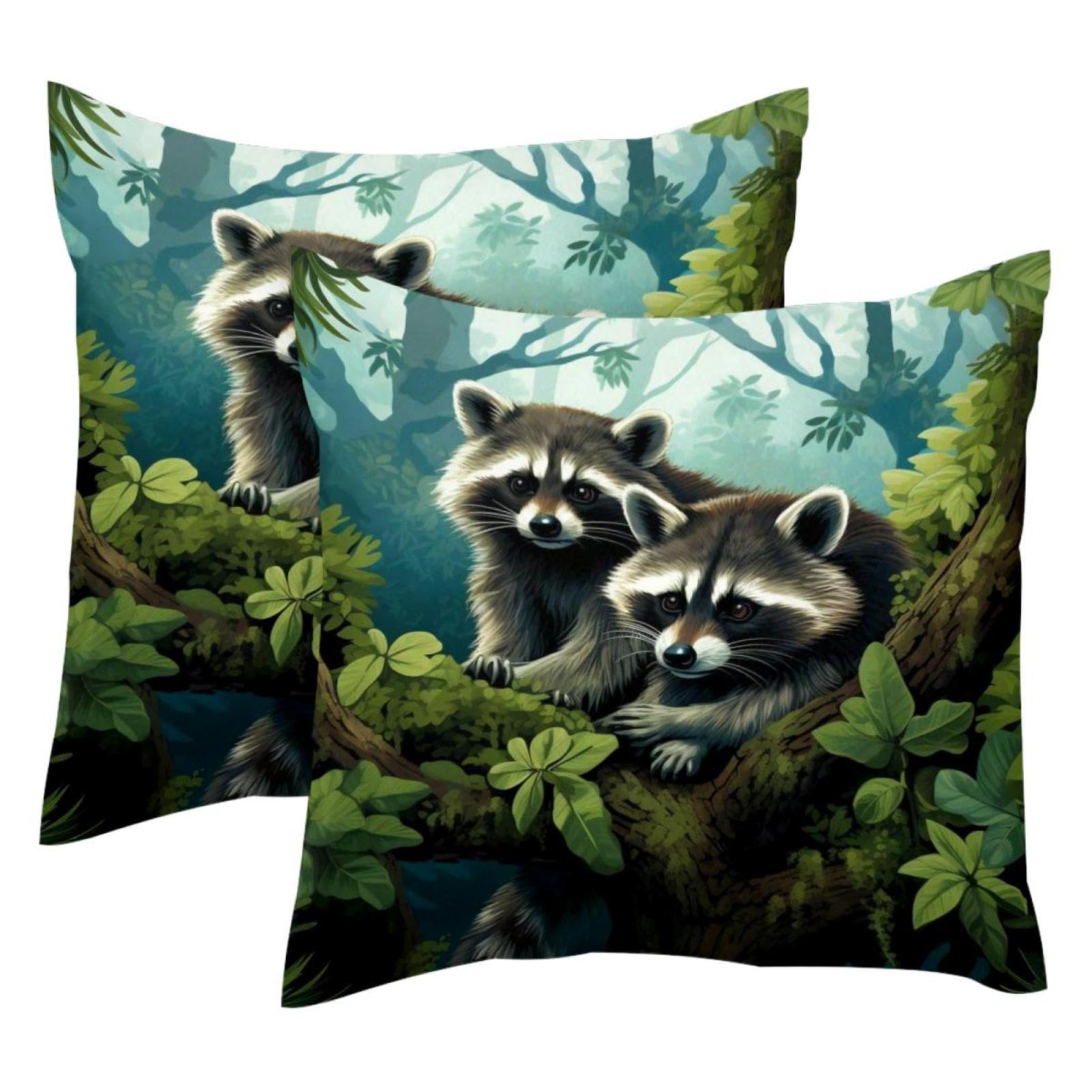 Housse de coussin velours lavable motif raton laveur pour rénover canapé