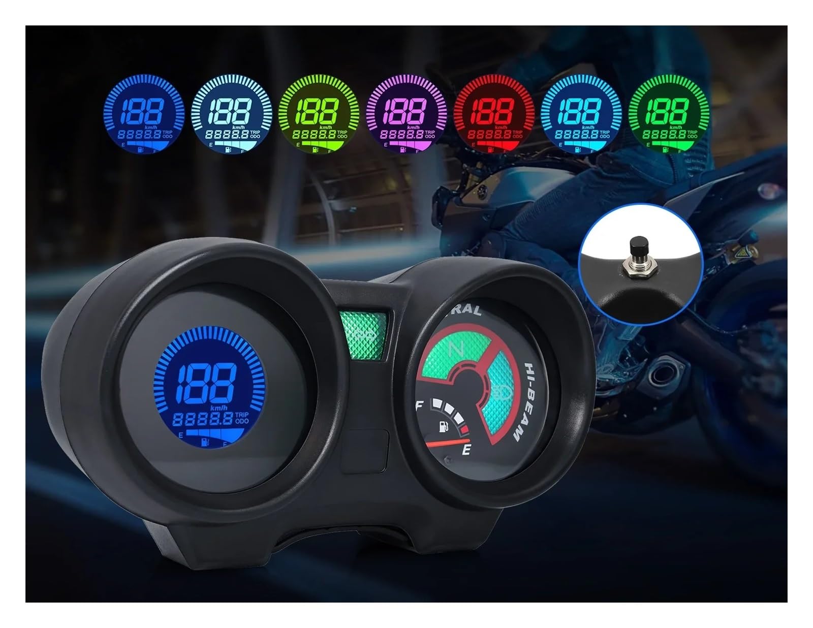 Moto Gauge Contachilometri Contachilometri Per Motocicletta Contachilometri Per Motocicletta Cruscotto Retroilluminato A 7 Colori Per Brasile 150 Per CG150 2004-2009