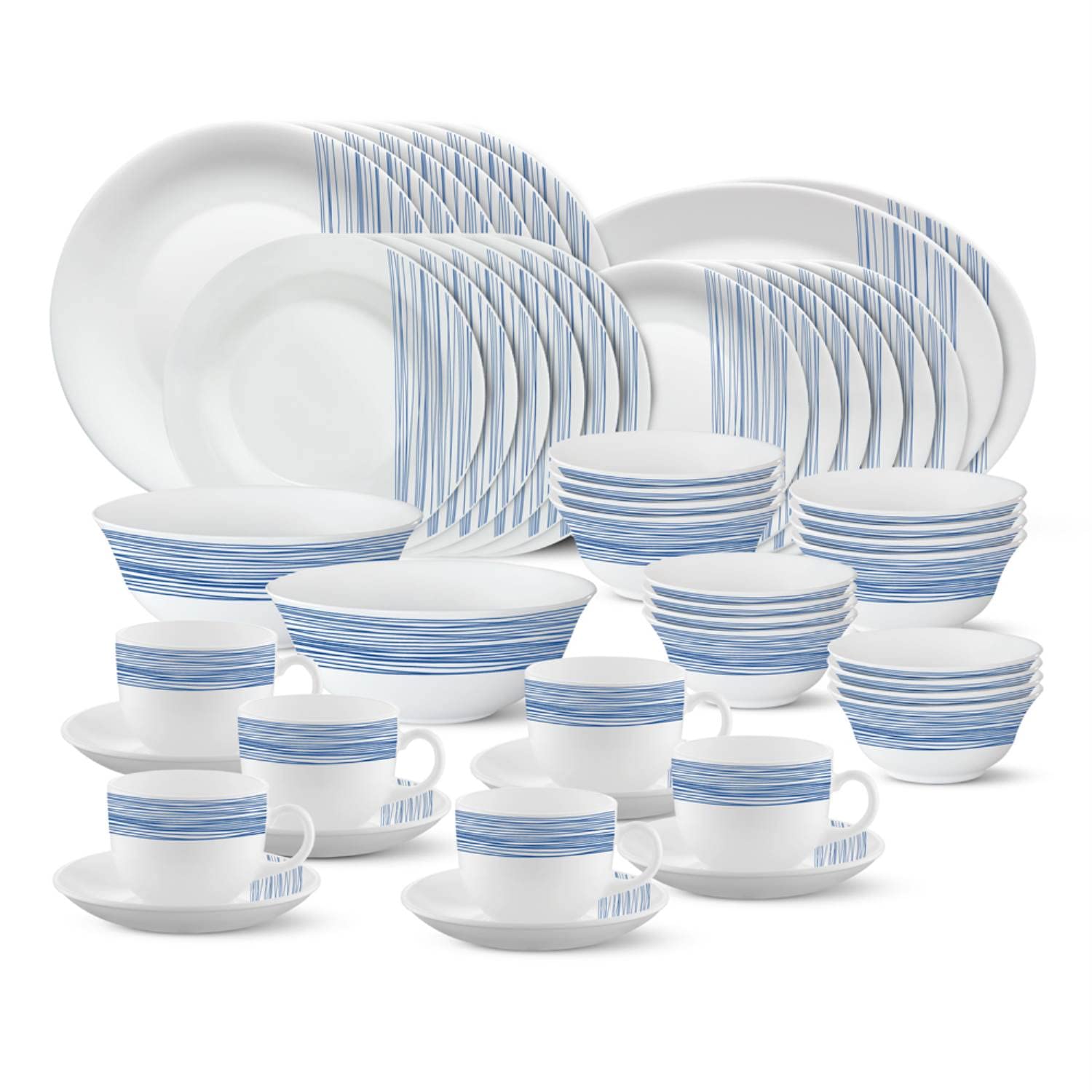 Larah Plano Opal 50 Pc Dinner Set Spring Fall Blue