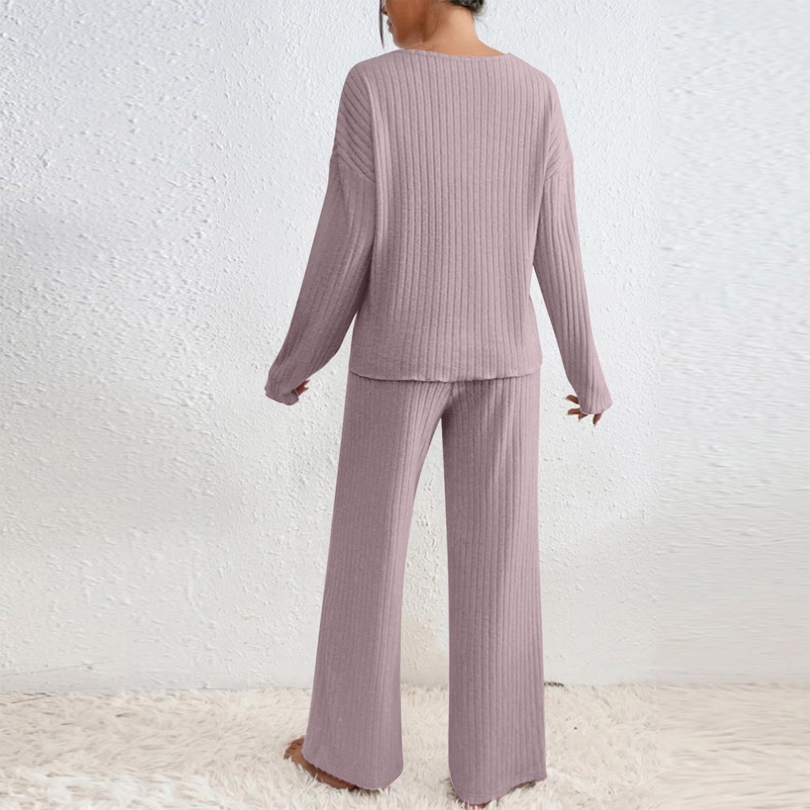 Generisch Traje de punto para mujer, conjunto acanalado, cálido, elegante