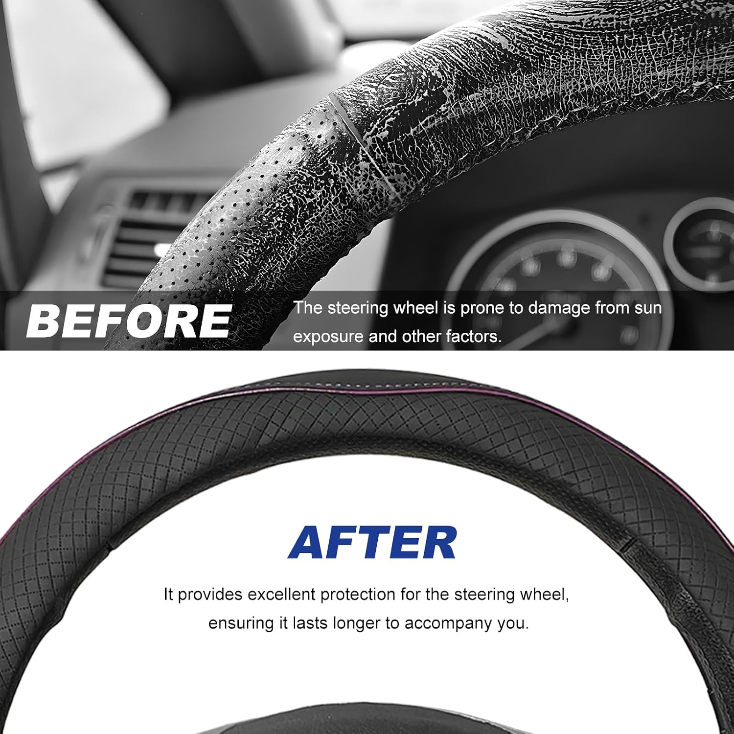 Steering Wheel Cover, Anti-Slip Microfiber Leather Auto Steering Wheel Protective Covers, Breathable Sports Style Wheels Wrap Cover for Most Vehicles, Car Accessories (Pink) image 3