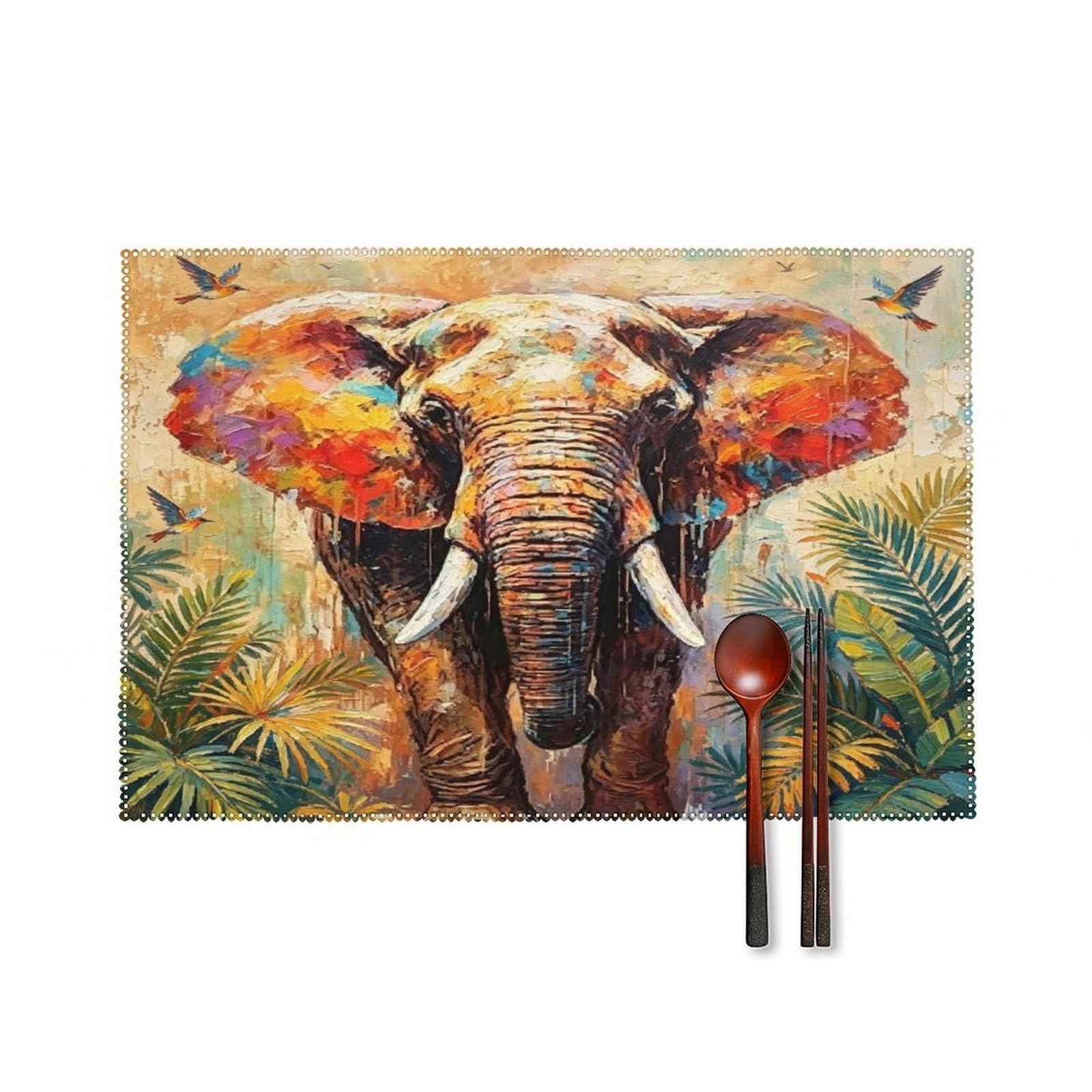 Fekiloot Style Elephant Poster Placemats Set Of 6,Table Mat