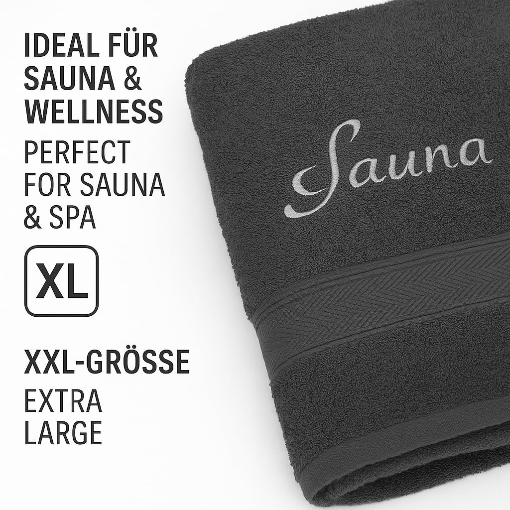 Betz. Set di 2 asciugamani da sauna telo da sauna FRANCE 100% cotone misure 80 x 200 cm antracite