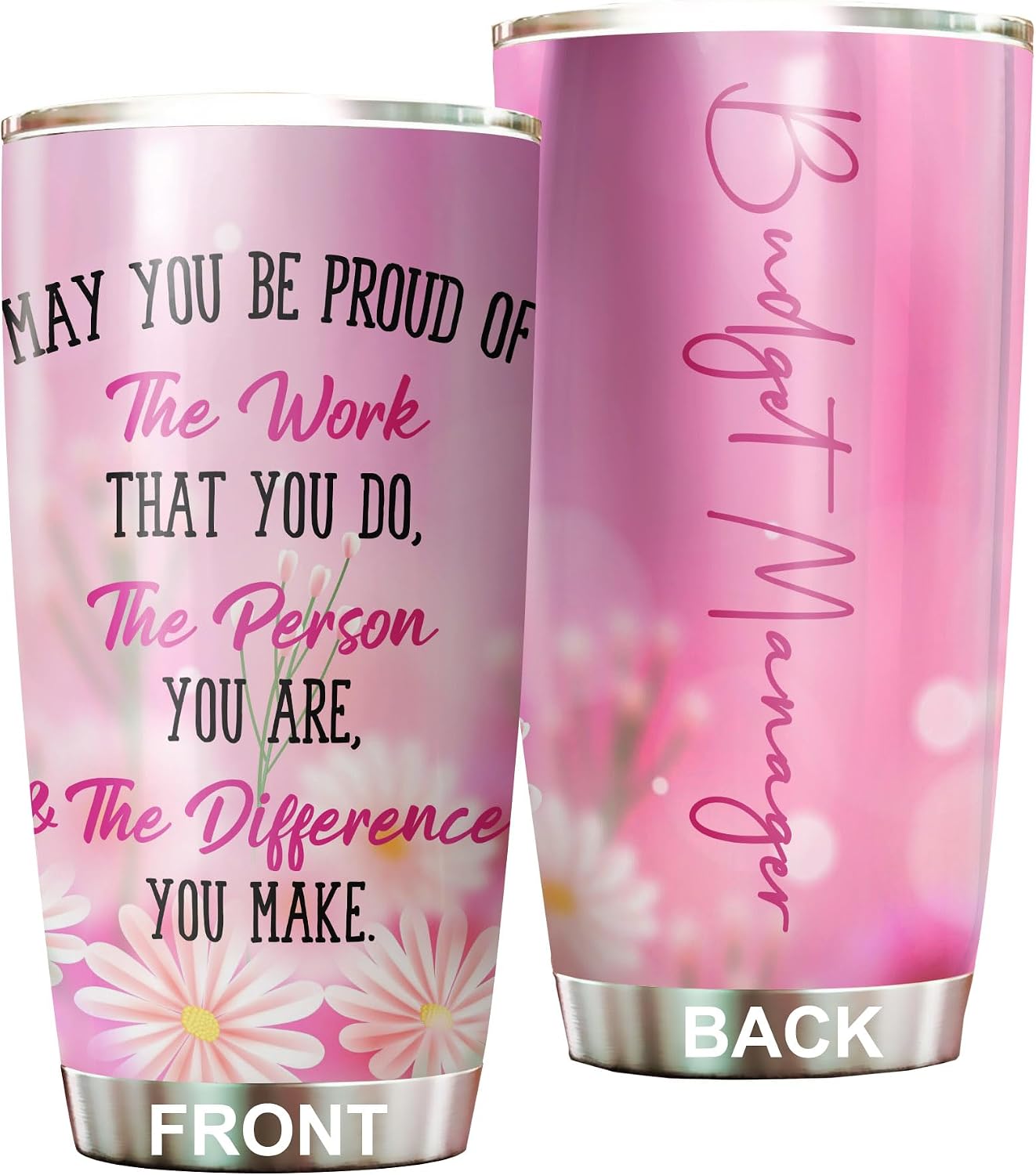 Proud Of The Difference You Make Budget Manager Tumbler Stainless Steel 20oz, Office Gifts For Women Work Friend Coworker, Funny Driking Coffee Cup For Birthday Christmas
