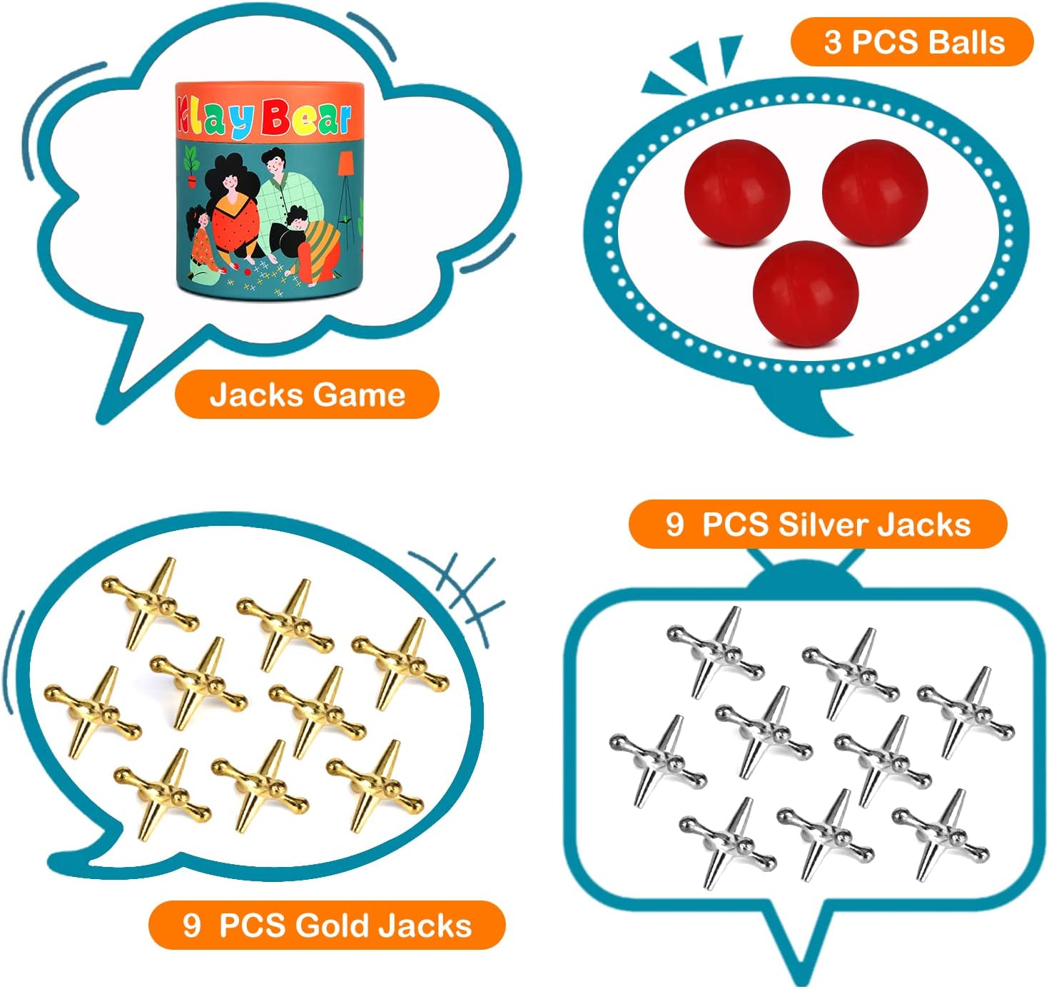 Buy KlayBear Jacks Game with Ball, Retro Vintage Jax Game for Kids and