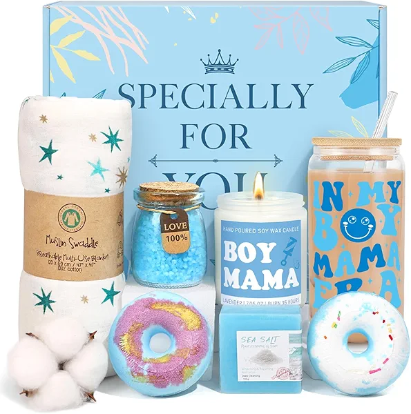 iAOVUEBY New Mom Gifts & Baby Boy Gift Basket, Baby Shower Gifts for Expecting Mom To Be, Postpartum Gifts For Moms, New Mom Care Package After Birth, First Time Mothers Day Birthday Gifts for Women
