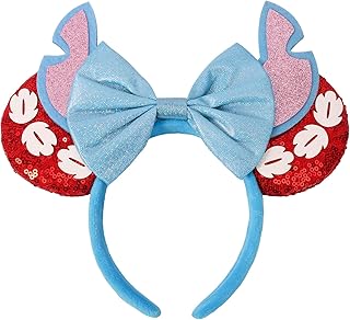 ETLUK Mouse Ears Headband, Mouse Ears for Women Girls, Sequin Bow Headbands Cosplay Accessories